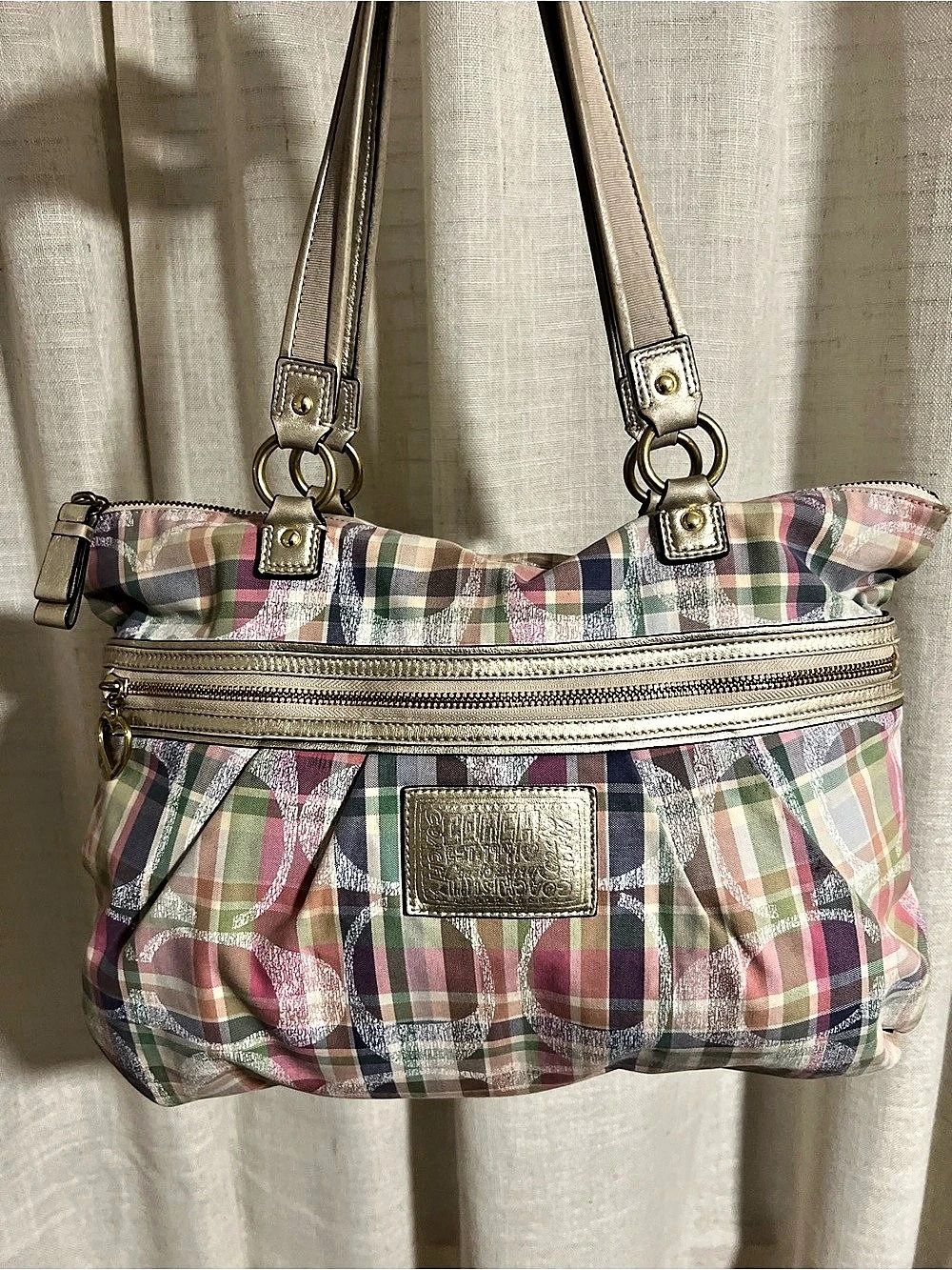 🌈 VINTAGE COACH POPPY MADRAS PLAID TOTE 🌈